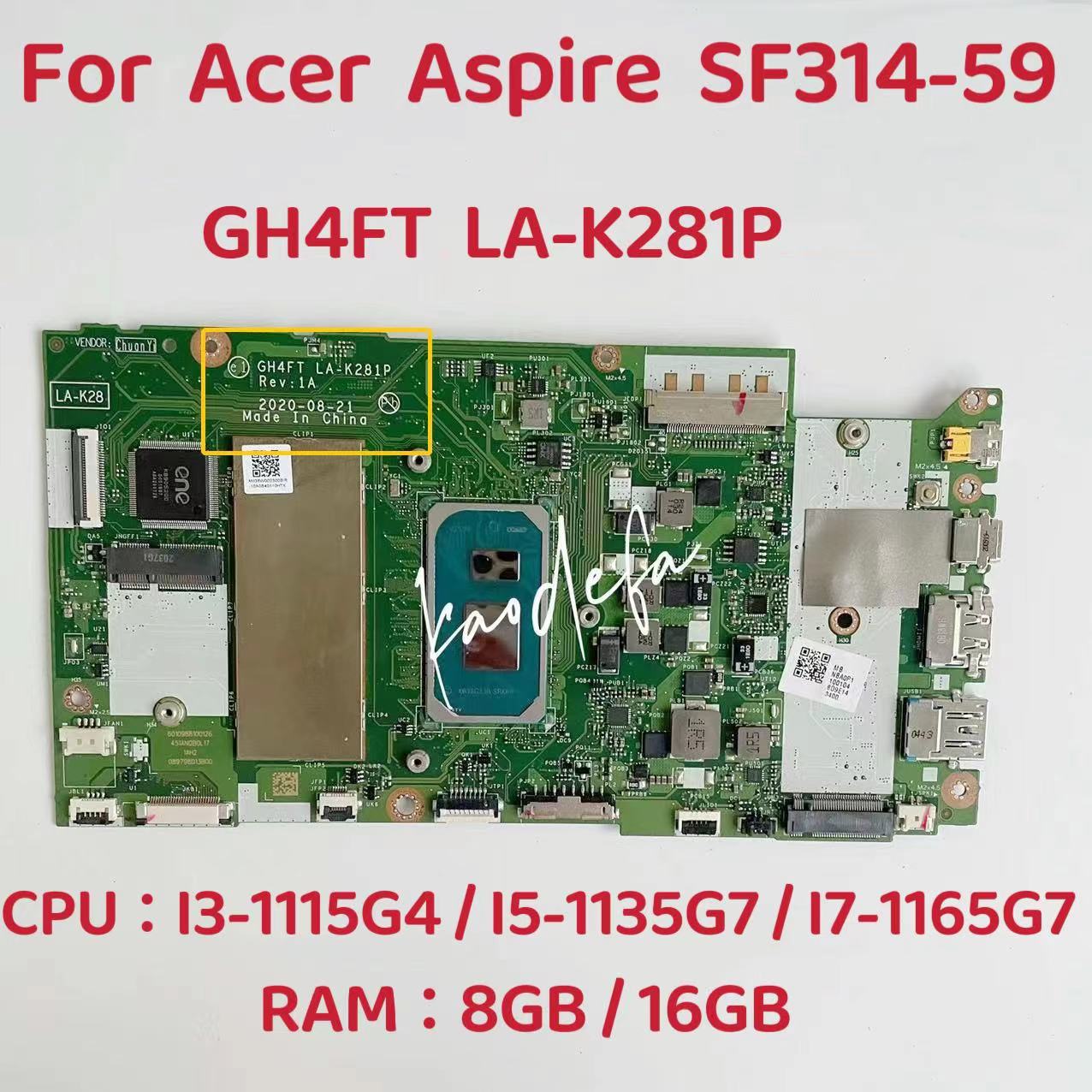 Ddr4 8Gb - เมนบอร์ดแล็ปท็อปสำหรับ Acer Aspire SF314-59 GH4FT LA-K281P