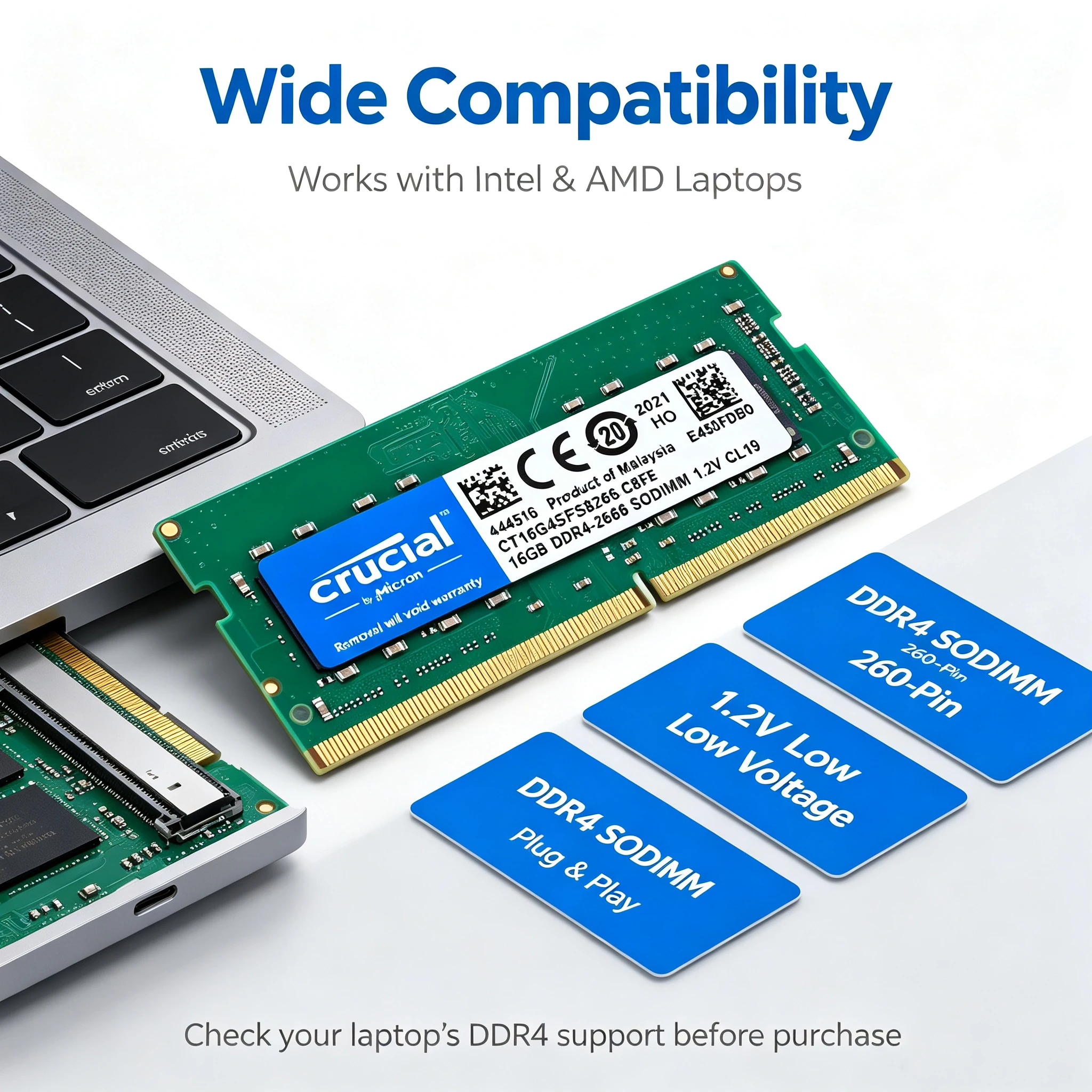 แรมสำหรับแล็ปท็อป Crucial DDR4 - Sodimm Ddr4 บทวิจารณ์และราคา