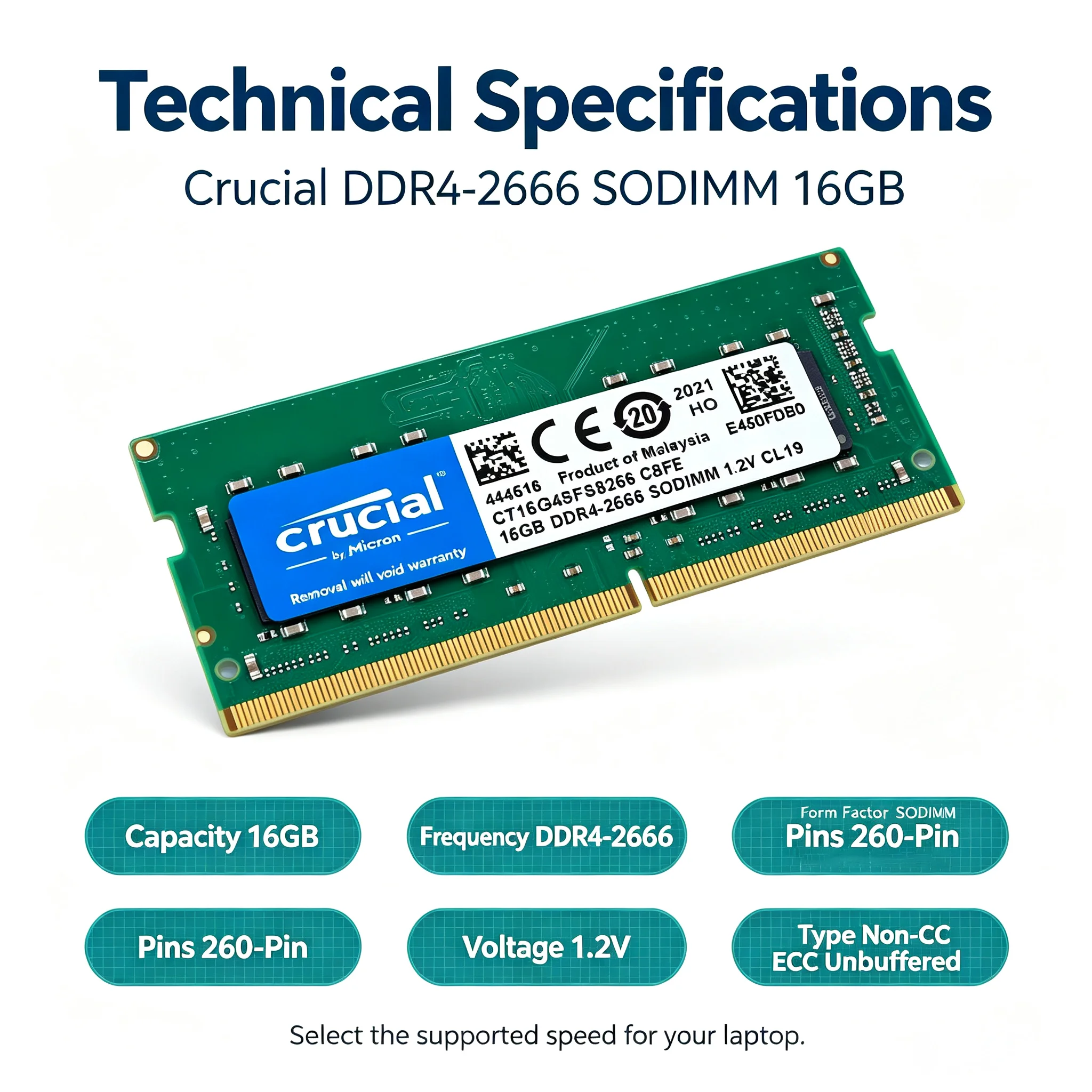 แรมสำหรับแล็ปท็อป Crucial DDR4 - Sodimm Ddr4 บทวิจารณ์และราคา
